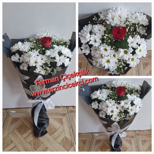 PAPATYA VE TEK GÜL BUKET